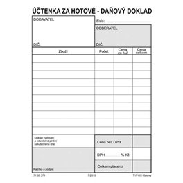 Účtenka za hotové A6, NCR, 2x50 listů, číslovaná Účtenka za hotové A6, NCR, 2x50 listů, číslovaná